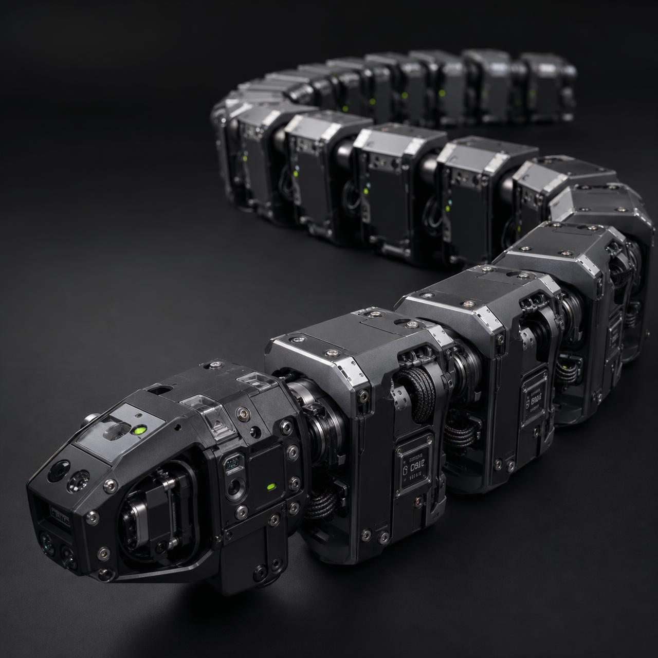Modular engineered robotic snake made of repeating actuator segments
